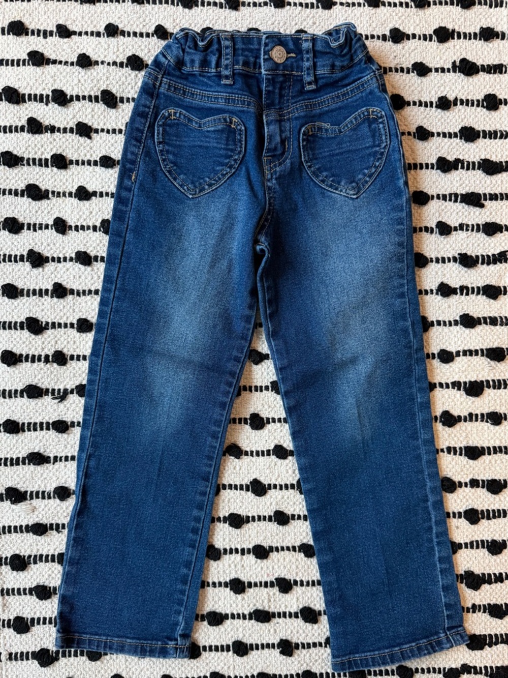 Gogo Star Heart-Back Denim Jeans with Elastic Waist